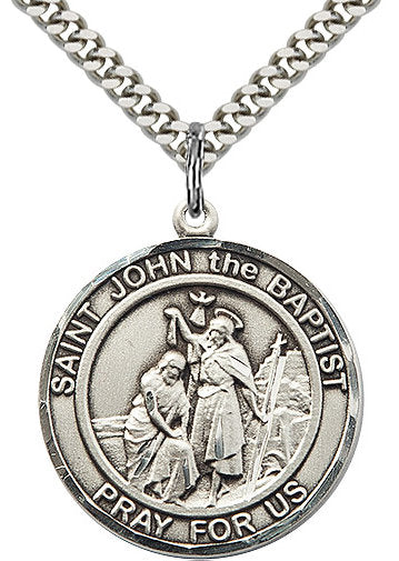 St. John the Baptist Medal in Fine Pewter, 1" round, Your Choice of Chain # 17338
