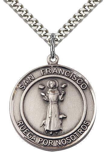 San Francisco Spanish Medal in Fine Pewter, 1" round, Your Choice of Chain # 17350