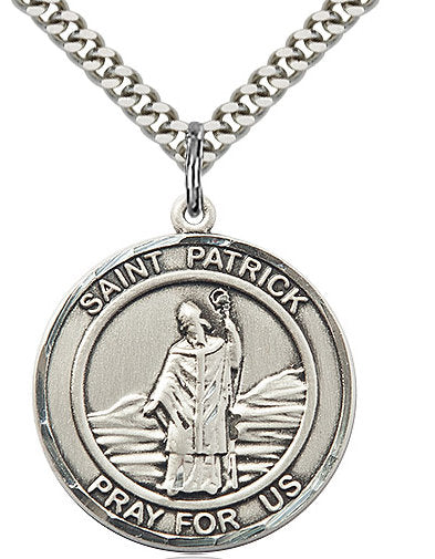 St. Patrick Medal in Fine Pewter, 1" round, Your Choice of Chain # 17362