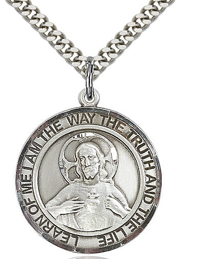 St. Scapular Medal in Fine Pewter, 1" round, Your Choice of Chain # 17367
