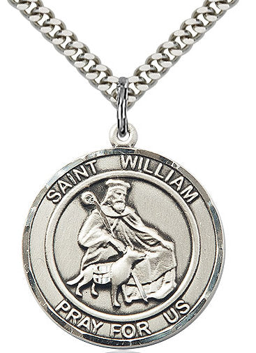 St. William of Rochester Medal in Fine Pewter, 1" round, Your Choice of Chain # 17369