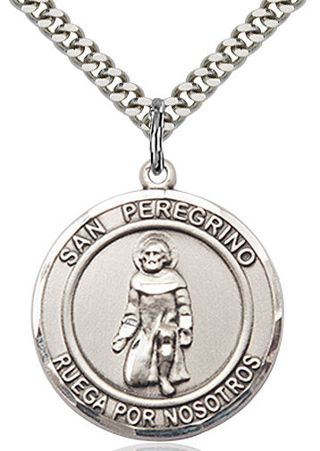 San Peregrino Spanish Medal in Fine Pewter, 1" round, Your Choice of Chain # 17622