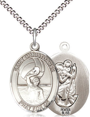 Men's Water Polo / St. Christopher Medal in Fine Pewter, 3/4", Your Choice of Chain # 17399