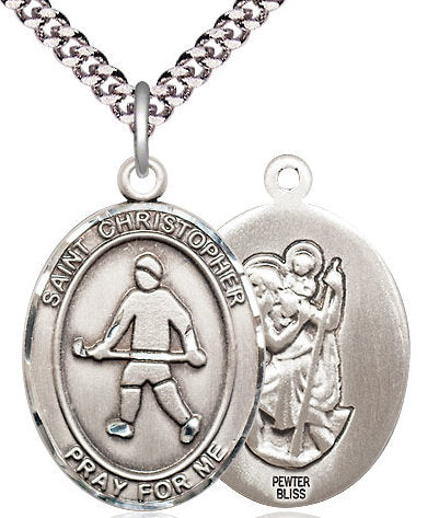Field Hockey / St. Christopher Medal in Fine Pewter, 1", Your Choice of Chain # 17409