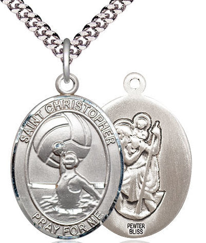 Women's Water Polo / St. Christopher Medal in Fine Pewter, 1", Your Choice of Chain # 17430