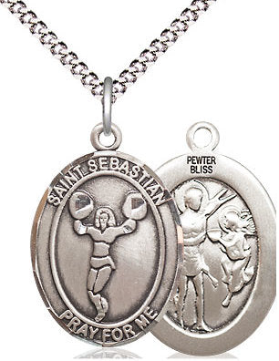 Cheerleading / St. Sebastian Medal in Fine Pewter, 3/4", Your Choice of Chain # 17436