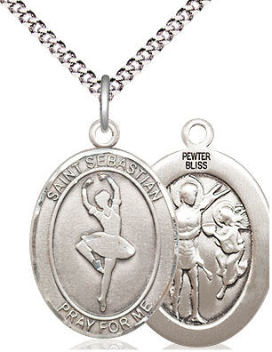 Dance / St. Sebastian Medal in Fine Pewter, 3/4", Your Choice of Chain # 17437