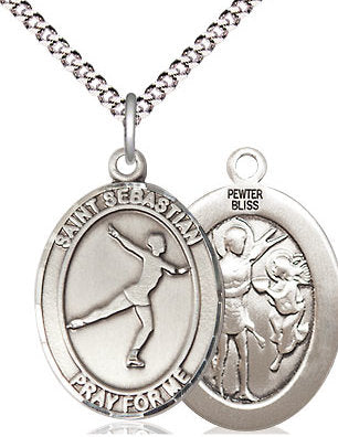 Figure Skating / St. Sebastian Medal in Fine Pewter, 3/4", Your Choice of Chain # 17439