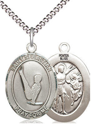 Gymnastics / St. Sebastian Medal in Fine Pewter, 3/4", Your Choice of Chain # 17443