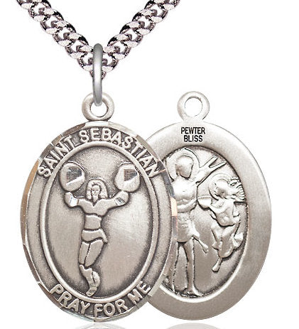 Cheerleading / St. Sebastian Medal in Fine Pewter, 1", Your Choice of Chain # 17463