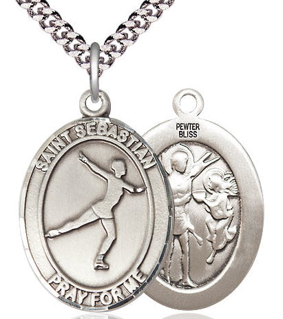 Figure Skating / St. Sebastian Medal in Fine Pewter, 1", Your Choice of Chain # 17467