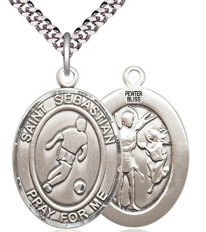 Soccer / St. Sebastian Medal in Fine Pewter, 1", Your Choice of Chain # 17479