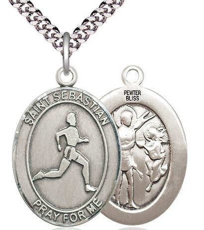 Track & Field / St. Sebastian Medal in Fine Pewter, 1", Your Choice of Chain # 17484