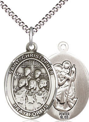 Choir / St. Christopher Medal in Fine Pewter, 3/4", Your Choice of Chain # 17489