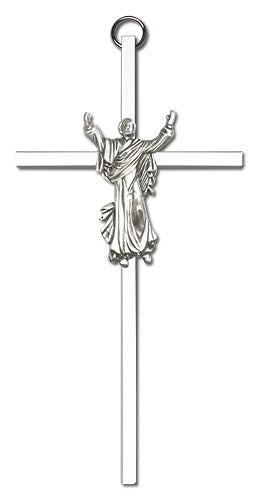 6" Risen Christ Cross, Silver-Tone Figure on Nickel Plated Cross, # 1749