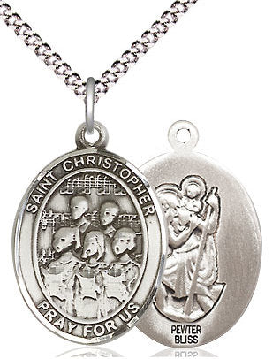 Choir / St. Christopher Medal in Fine Pewter, 1", Your Choice of Chain # 17509
