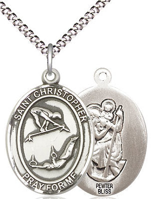 Gymnastics / St. Christopher Medal in Fine Pewter, 1", Your Choice of Chain # 17514