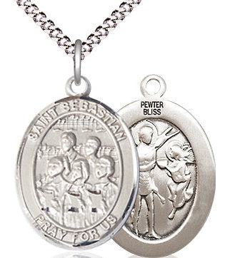 Choir / St. Sebastian Medal in Fine Pewter, 3/4", Your Choice of Chain # 17533