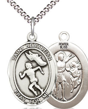 Lady's Track & Field / St. Sebastian Medal in Fine Pewter, 3/4", Your Choice of Chain # 17546
