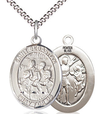 Choir / St. Sebastian Medal in Fine Pewter, 1", Your Choice of Chain # 17550