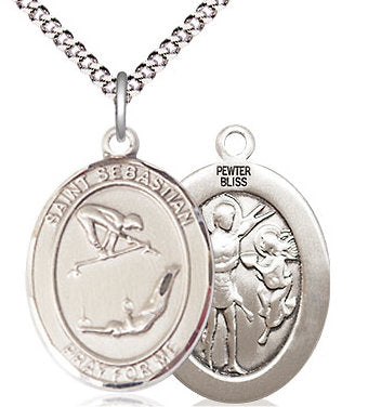 Gymnastics / St. Sebastian Medal in Fine Pewter, 1", Your Choice of Chain # 17555