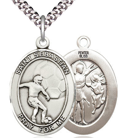 Soccer / St. Sebastian Medal in Fine Pewter, 1", Your Choice of Chain # 17559