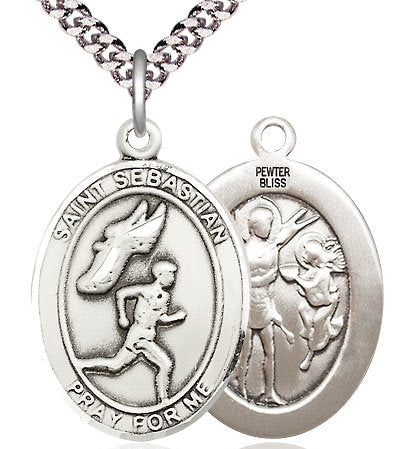 Men's Track & Field / St. Sebastian Medal in Fine Pewter, 1", Your Choice of Chain # 17563