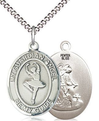 Dance / Guardian Angel Medal in Fine Pewter, 3/4", Your Choice of Chain # 17568