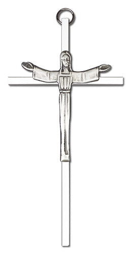 6" Risen Christ Cross, Silver-Tone Figure on Nickel Plated Cross, # 1757