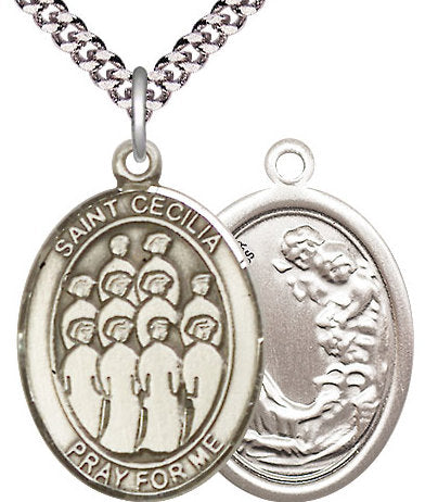 Choir / St. Cecilia Medal in Fine Pewter, 1", Your Choice of Chain # 17588