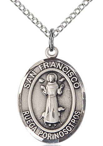 San Francisco Spanish Medal in Fine Pewter, 3/4", Your Choice of Chain # 17603