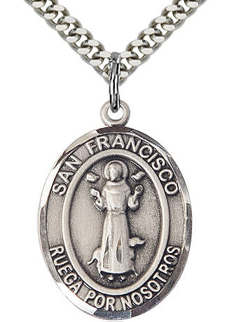 San Francisco Spanish Medal in Fine Pewter, 1", Your Choice of Chain # 17604