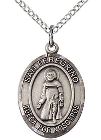 San Peregrino Spanish Medal in Fine Pewter, 3/4", Your Choice of Chain # 17620