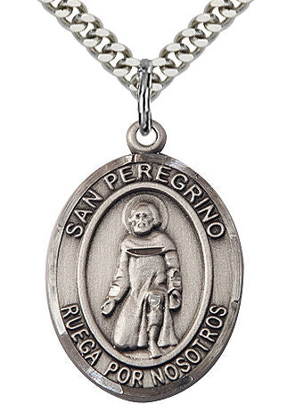 San Peregrino Spanish Medal in Fine Pewter, 1", Your Choice of Chain # 17621