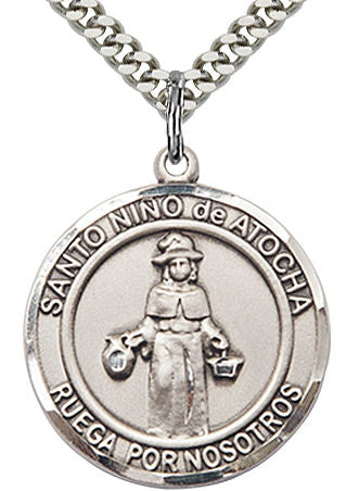 Nino de Atocha Spanish Medal in Fine Pewter, 1" round, Your Choice of Chain # 17634
