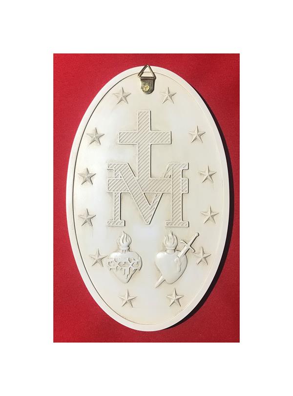 8" Miraculous Medal Plaque, Full Color Veronese Resin, # 17691