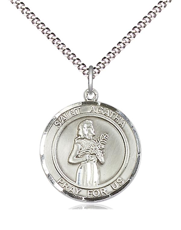 St. Agatha Medal in Fine Pewter, 3/4" round, Your Choice of Chain # 17700