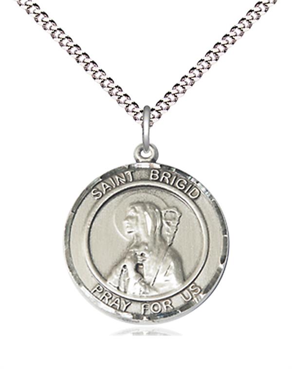 St. Brigid of Ireland Medal in Fine Pewter, 3/4" round, Your Choice of Chain # 17703