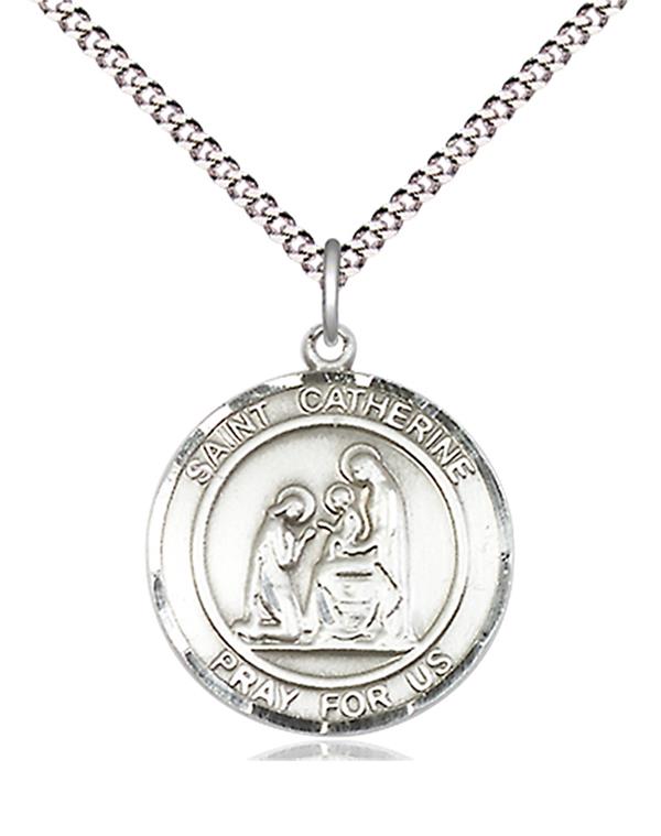 St. Catherine of Siena Medal in Fine Pewter, 3/4" round, Your Choice of Chain # 17705