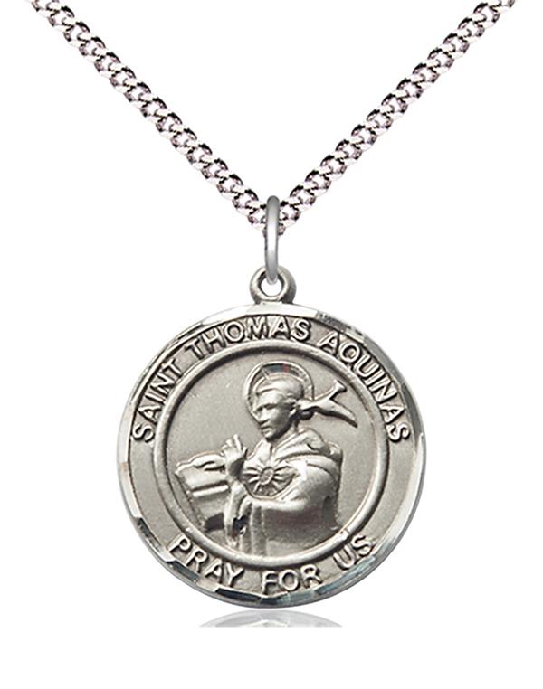 St. Thomas Aquinas Medal in Fine Pewter, 3/4" round, Your Choice of Chain # 17717