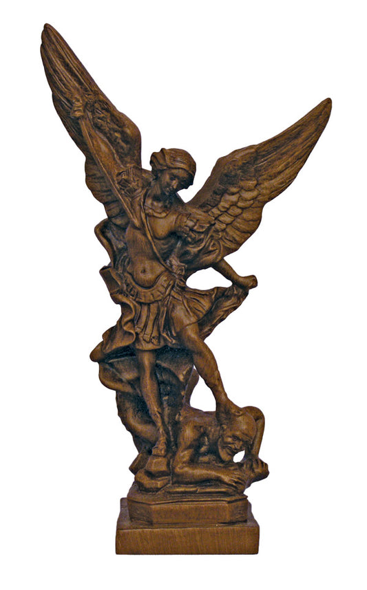 8.5" St. Michael Statue in Woodtone Alabaster, Made in Italy, # 17719