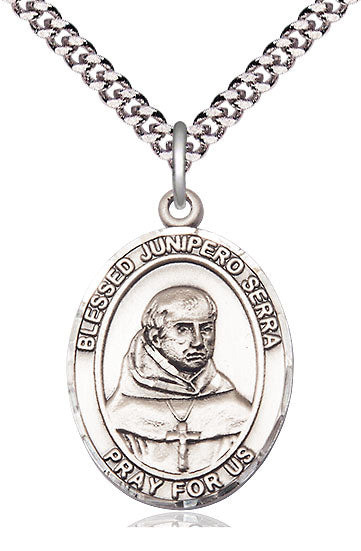 St. Junipero Serra Medal in Sterling Silver, 1", Your Choice of Chain # 17720
