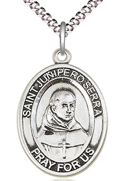 St. Junipero Serra Medal in Fine Pewter, 1", Your Choice of Chain # 17732