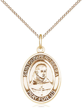 St. Junipero Serra Medal in 14kt Gold Filled, 3/4", Your Choice of Chain # 17724