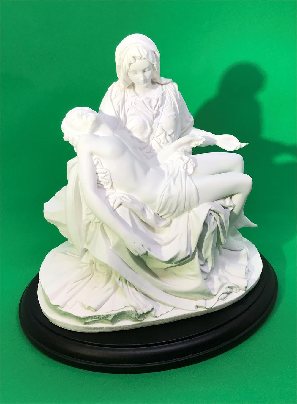 7" Pieta Statue in White Resin on Black Wood Base, # 17751-sale