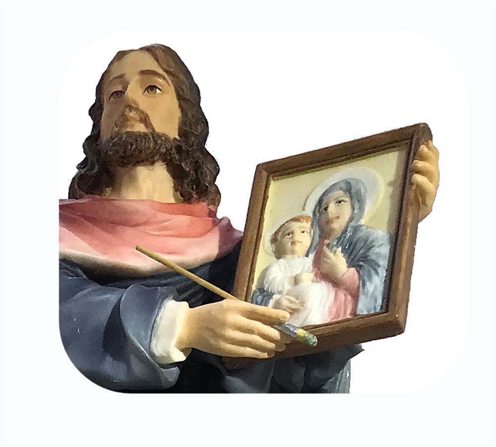 8" St. Luke with Painting Statue, Full Color Resin, # 17769