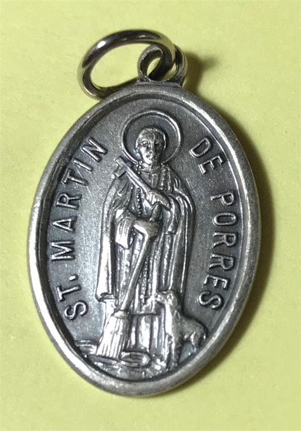 St. Martin de Porres Silver Oxidized Medal, 1" overall, # 18158