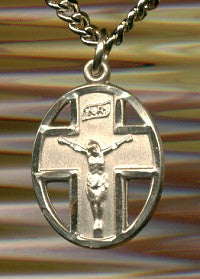 3/4" Oval Crucifix, 14kt Gold Filled, your choice of Chain, # 18204