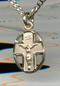 Oval Crucifix Medal, 14kt Gold Filled, 1/2 Inch, Your Choice of Chain # 18216