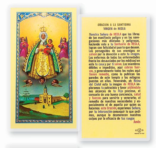 ORACION A N.S. DE REGLA Spanish Laminated Holy Card, 2-5/8"x4-3/8", # 18221